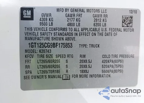 2011 GMC Sierra 2500Hd Denali from USA, damaged, VIN 1GT125CG9BF175853